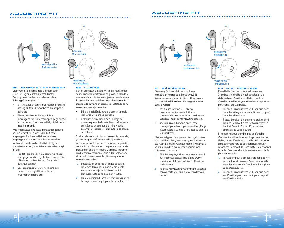 Adjusting fit | Plantronics Discovery 645 User Manual | Page 17 / 32