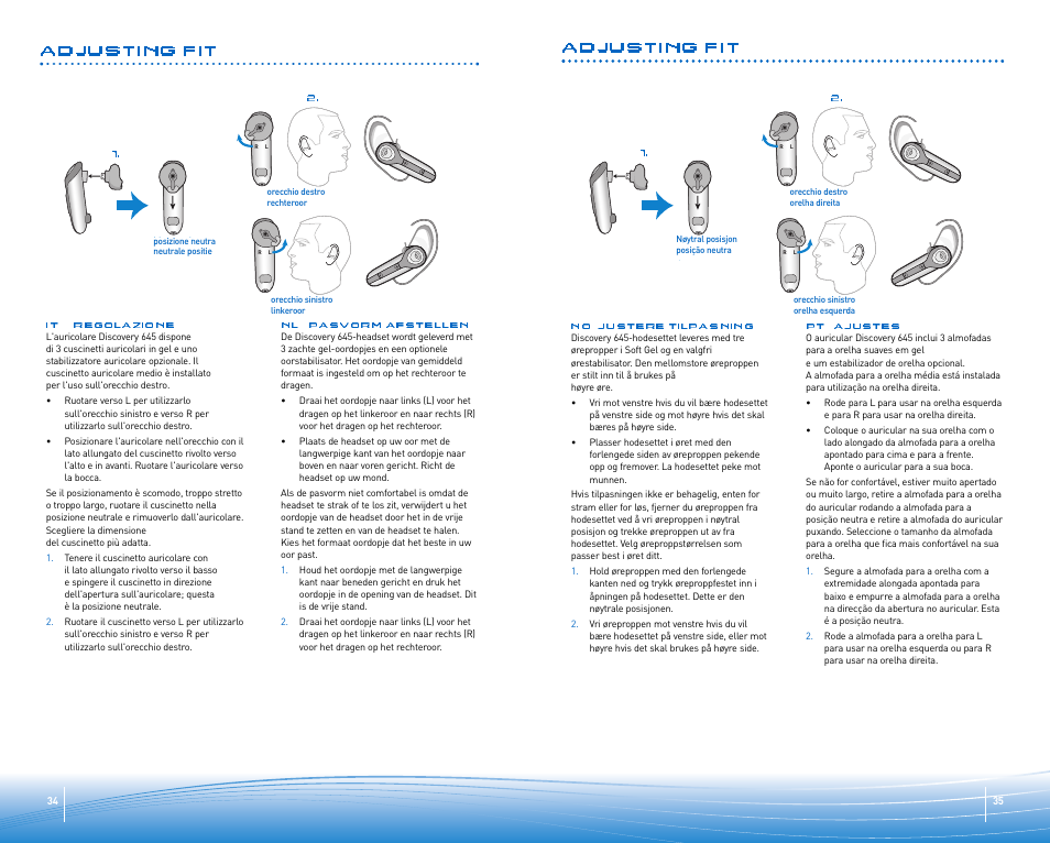 Adjusting fit | Plantronics Discovery 645 User Manual | Page 18 / 32