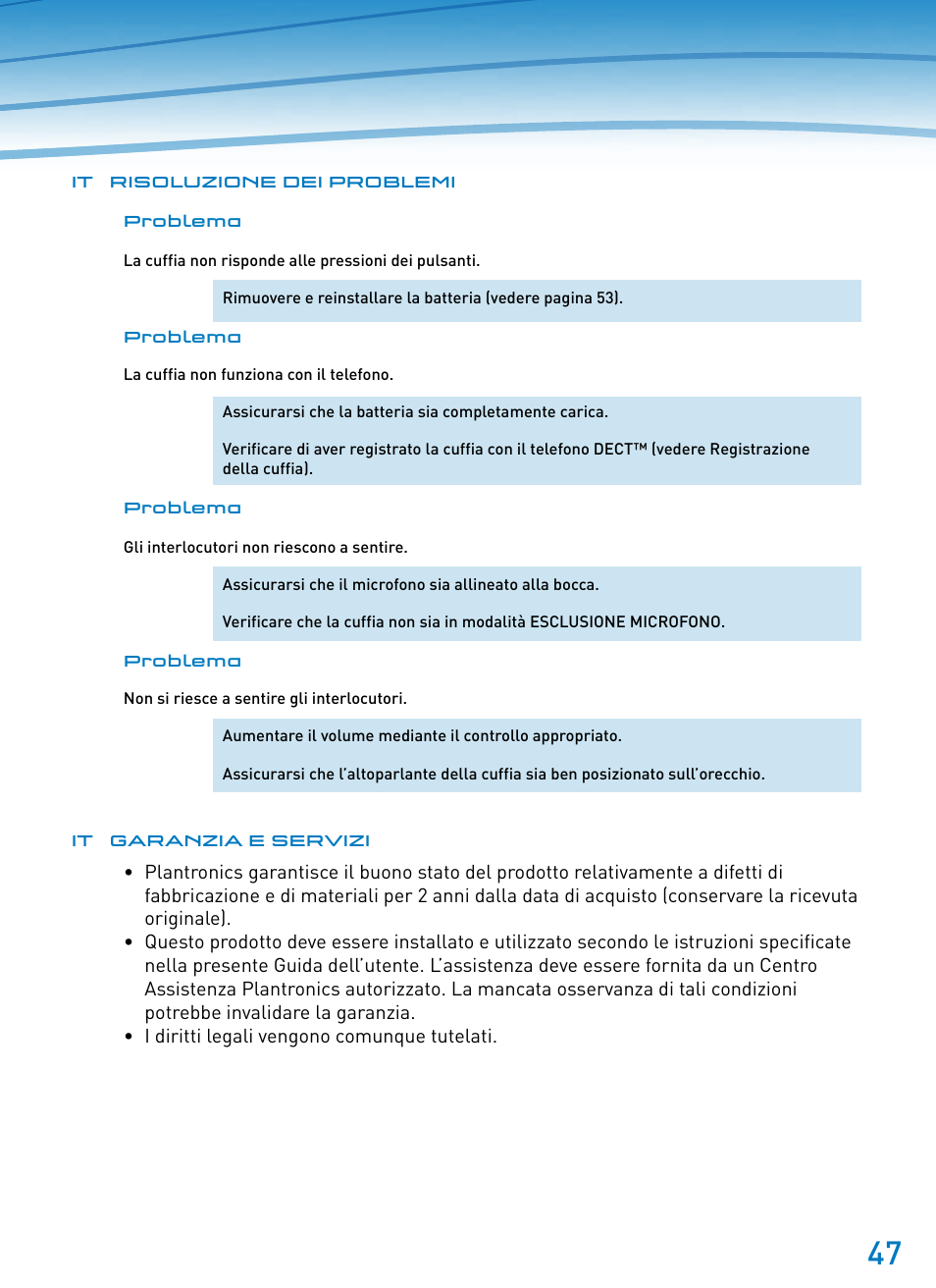 Plantronics SupraPlus Wireless User Manual | Page 47 / 60