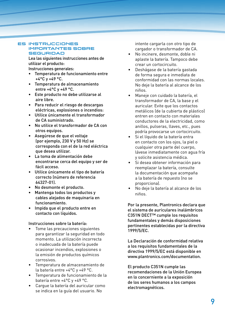 Plantronics SupraPlus Wireless User Manual | Page 9 / 60