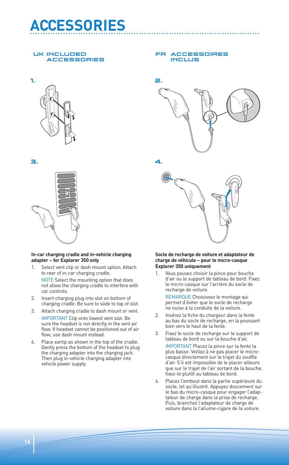 Accessories | Plantronics Oreillette Bluetooth Explorer 350 de Plantronics User Manual | Page 16 / 28