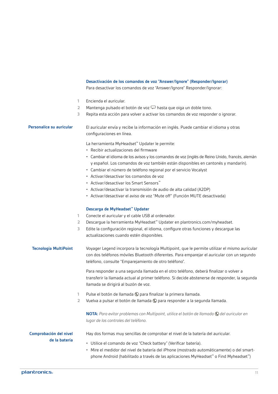 Plantronics Voyager Legend User Manual | Page 11 / 13