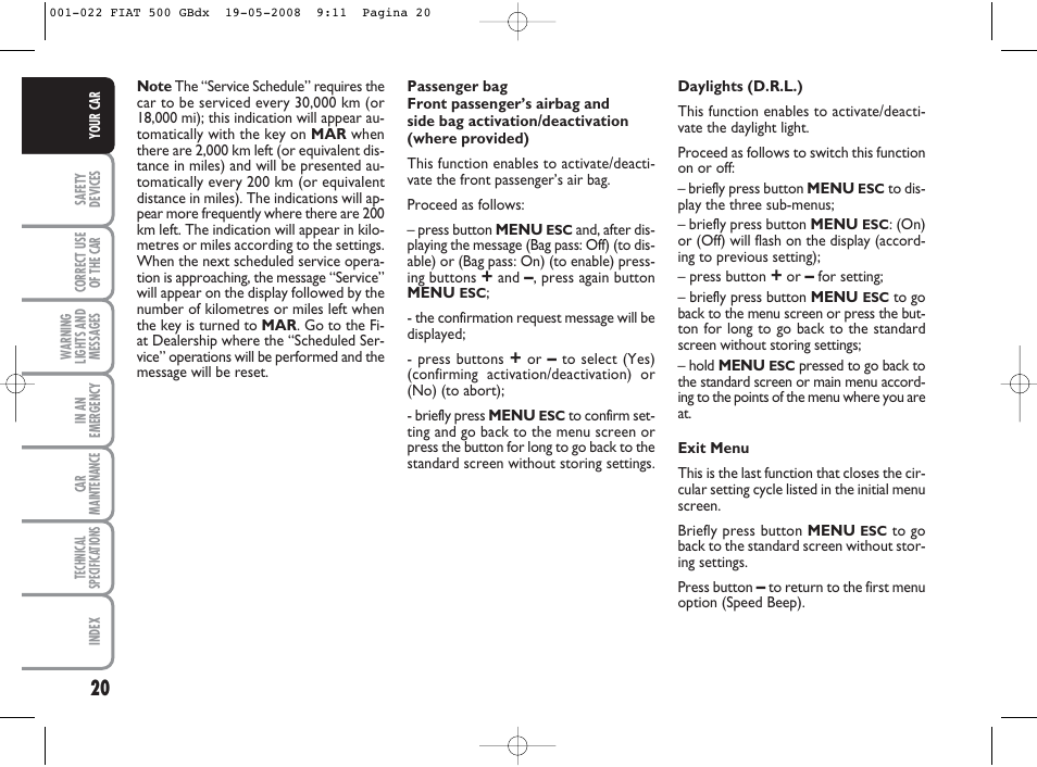 FIAT 500 User Manual | Page 21 / 178