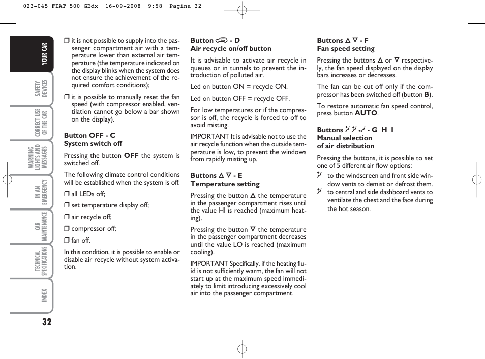 FIAT 500 User Manual | Page 33 / 178