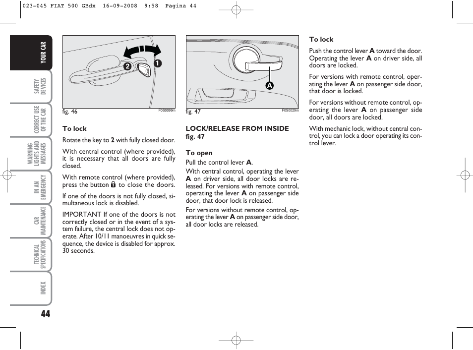 FIAT 500 User Manual | Page 45 / 178