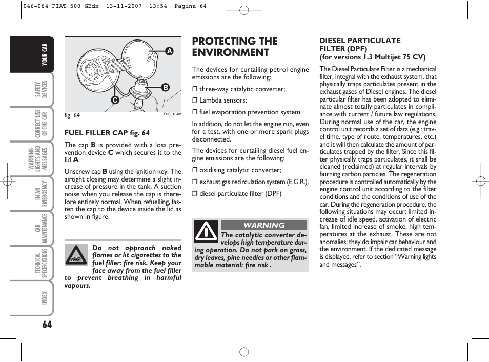 Protecting the environment | FIAT 500 User Manual | Page 65 / 178