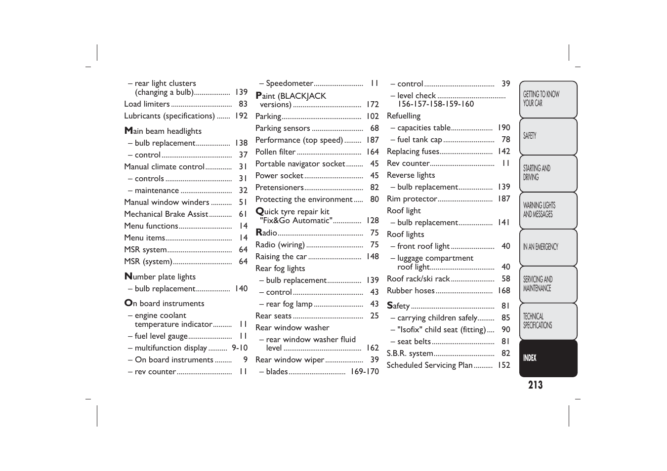 FIAT 500 User Manual | Page 214 / 218