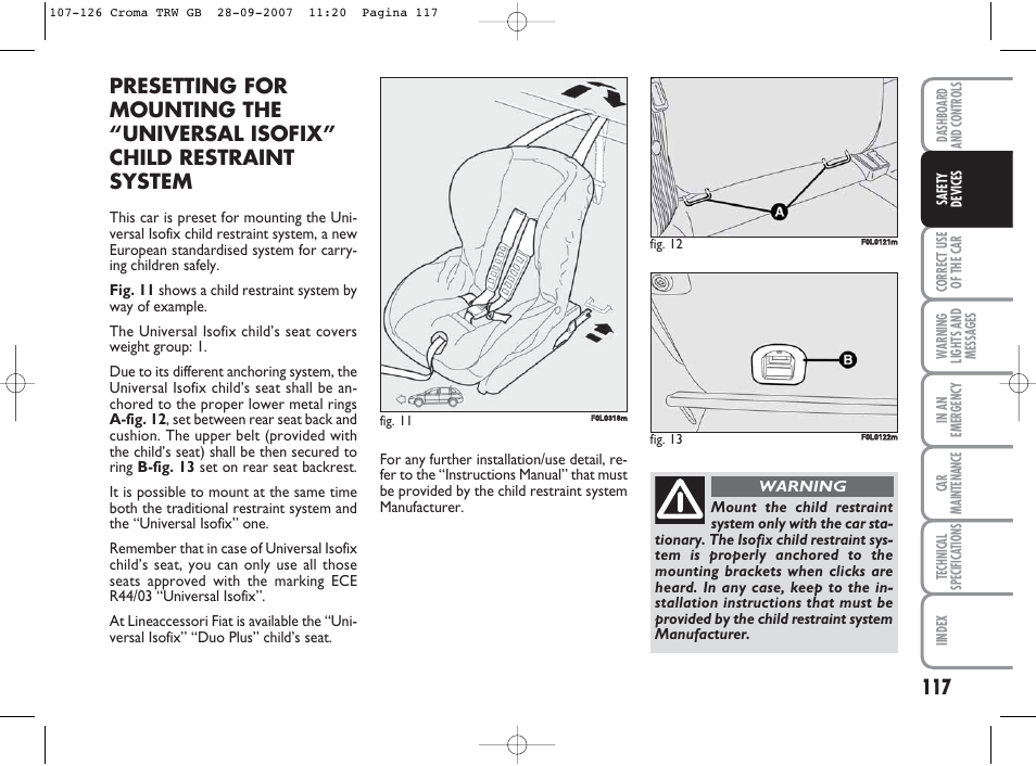 FIAT Croma User Manual | Page 118 / 258