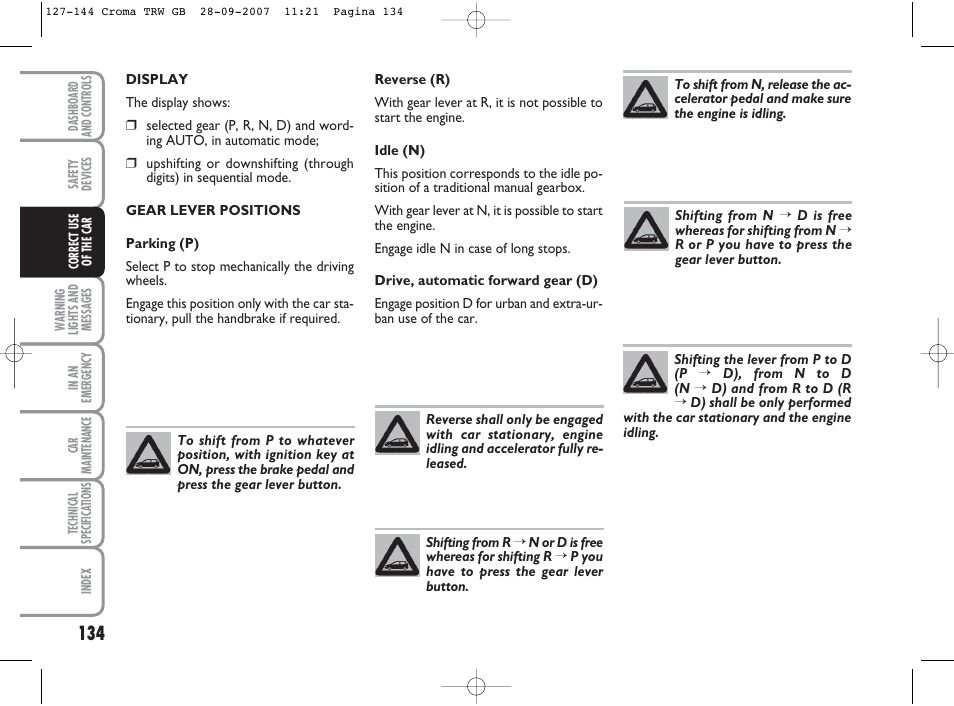 FIAT Croma User Manual | Page 135 / 258