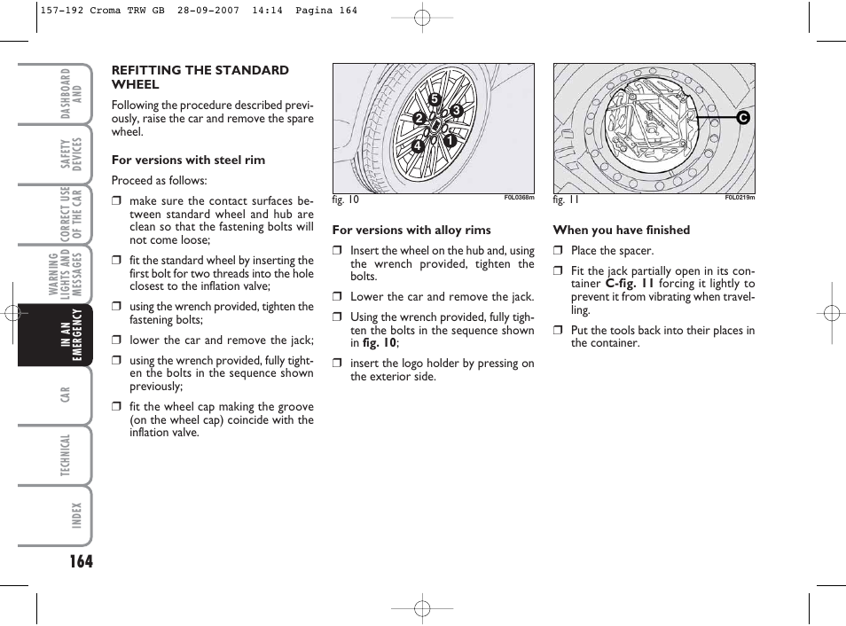 FIAT Croma User Manual | Page 165 / 258