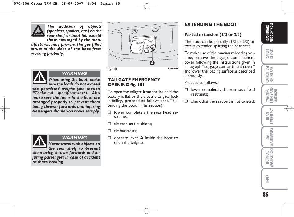 FIAT Croma User Manual | Page 86 / 258