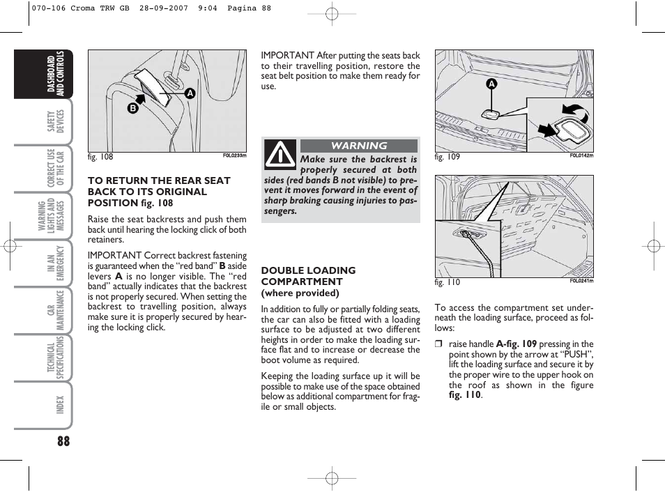 FIAT Croma User Manual | Page 89 / 258