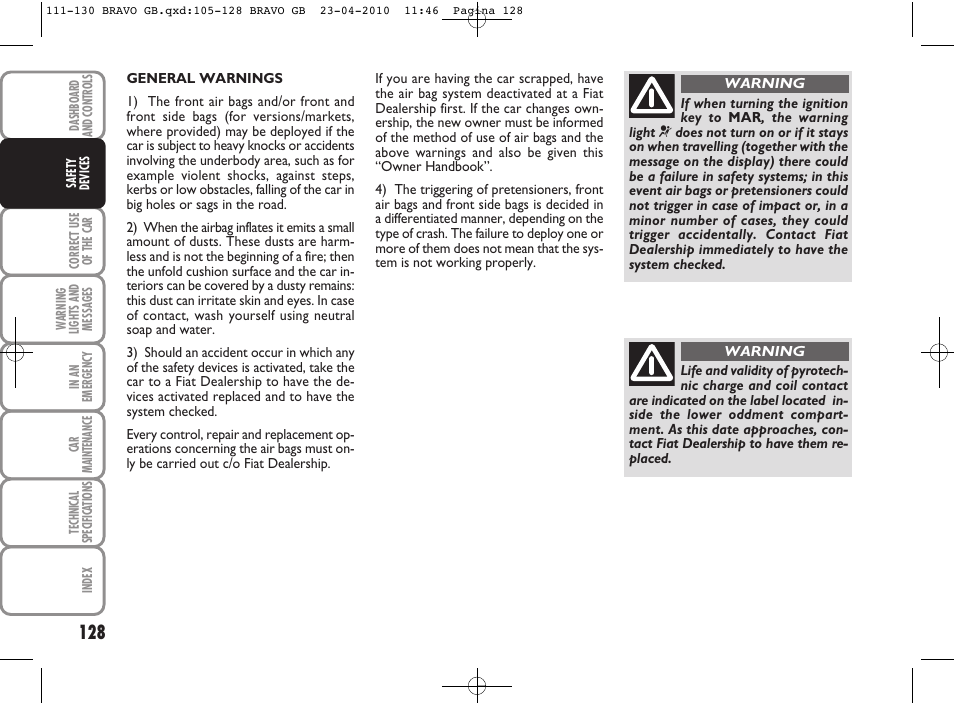 FIAT Bravo User Manual | Page 130 / 263