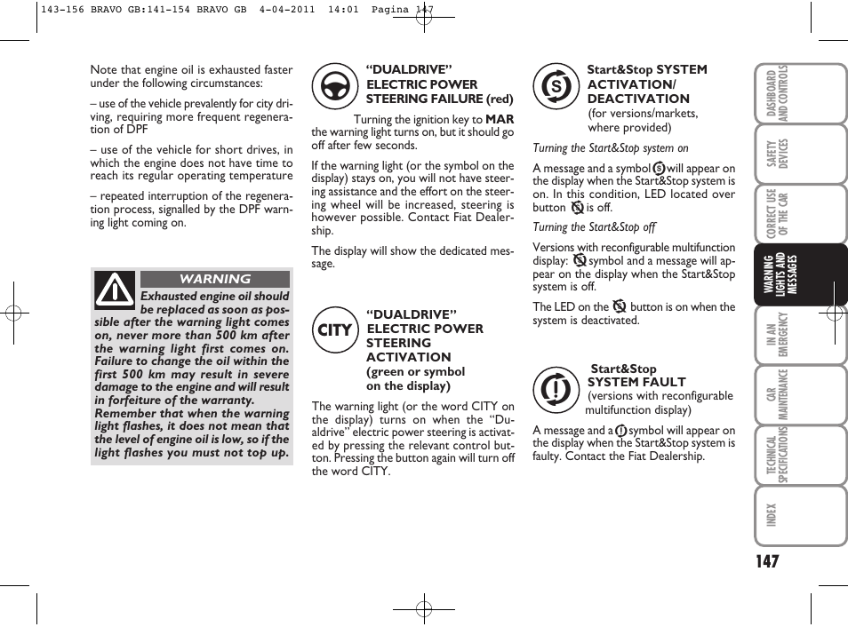 FIAT Bravo User Manual | Page 149 / 263