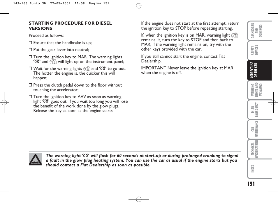 FIAT Punto User Manual | Page 152 / 282