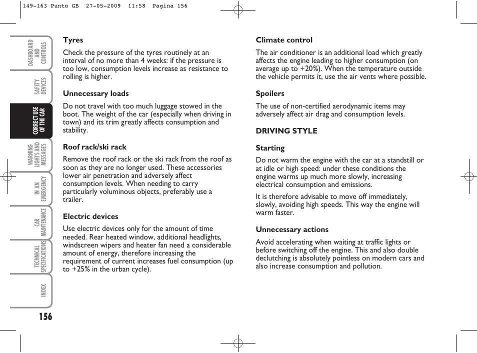 FIAT Punto User Manual | Page 157 / 282