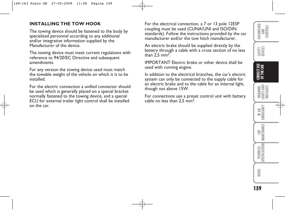 FIAT Punto User Manual | Page 160 / 282