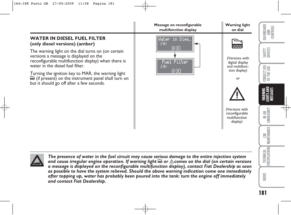 FIAT Punto User Manual | Page 182 / 282