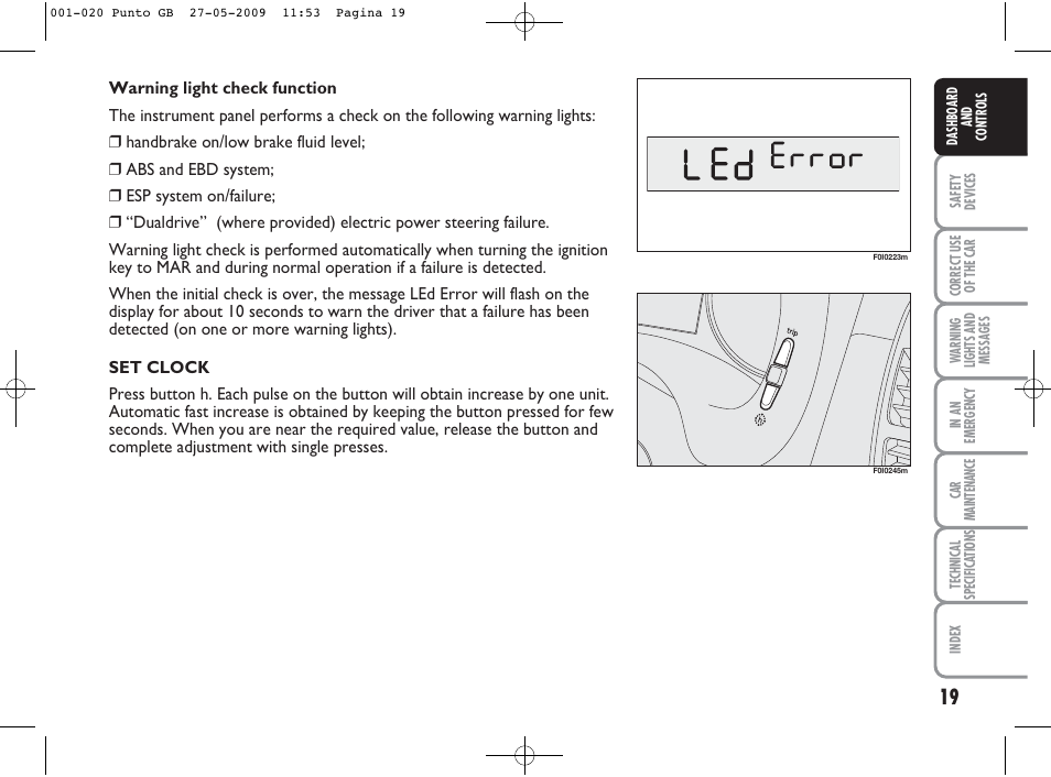 FIAT Punto User Manual | Page 20 / 282
