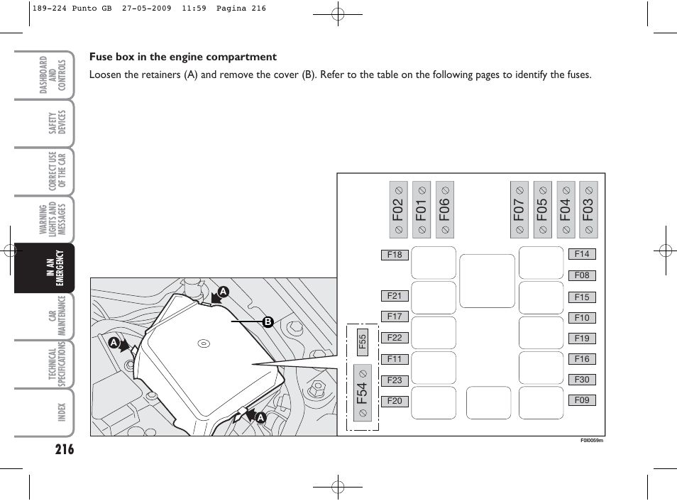 FIAT Punto User Manual | Page 217 / 282