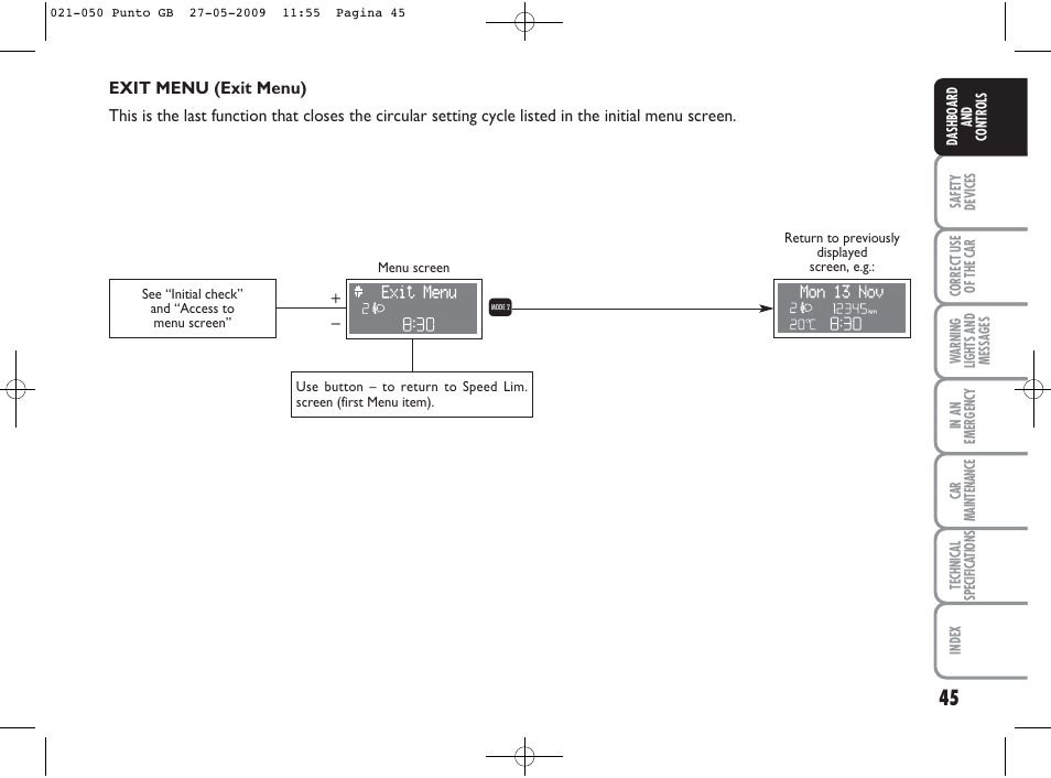 FIAT Punto User Manual | Page 46 / 282