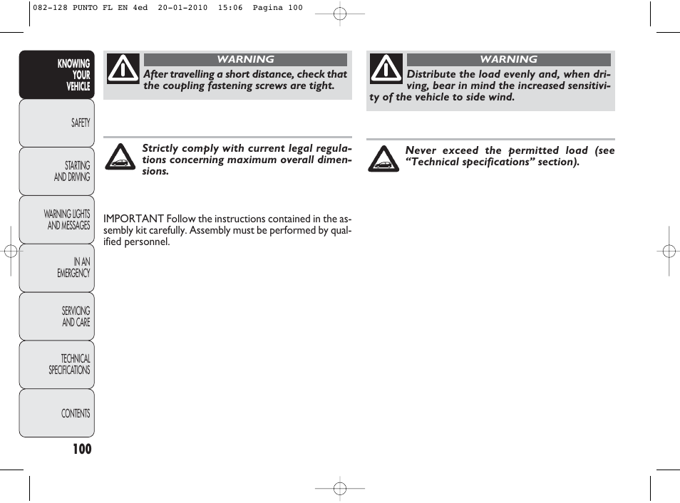 FIAT Punto Evo User Manual | Page 101 / 270