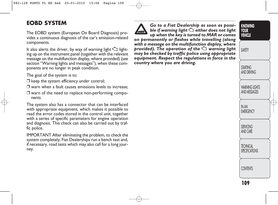 FIAT Punto Evo User Manual | Page 110 / 270