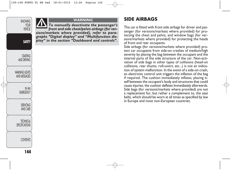 FIAT Punto Evo User Manual | Page 145 / 270