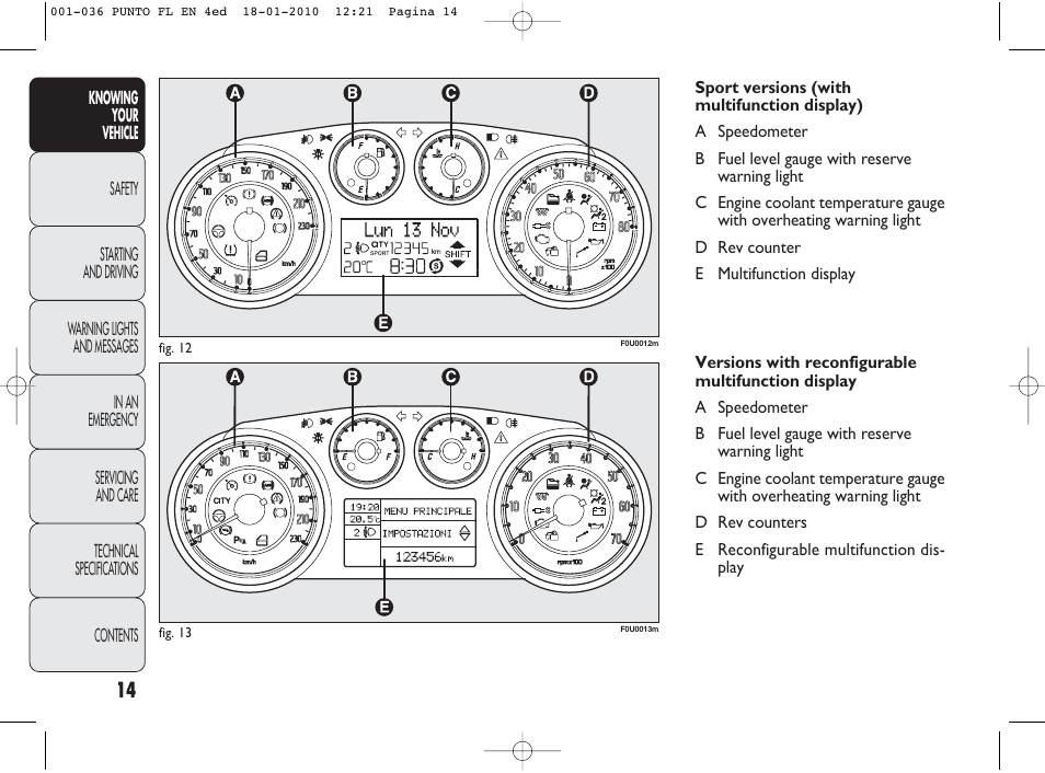 FIAT Punto Evo User Manual | Page 15 / 270