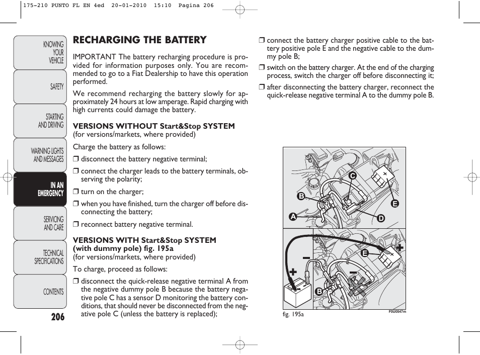 FIAT Punto Evo User Manual | Page 207 / 270