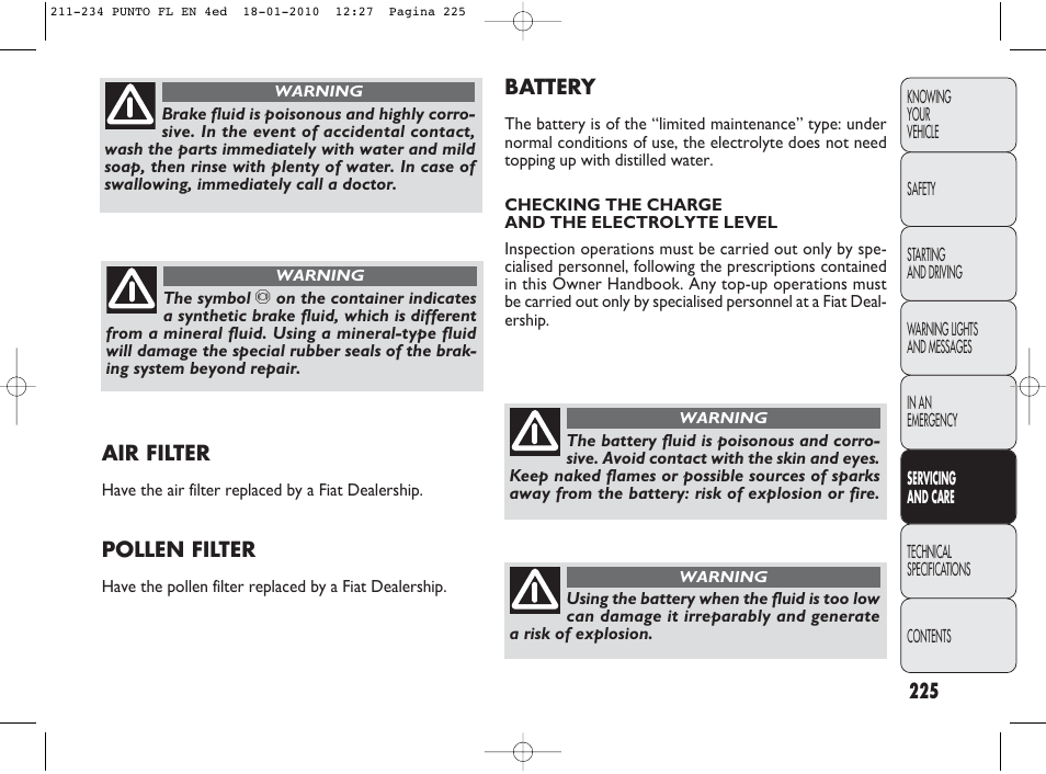 FIAT Punto Evo User Manual | Page 226 / 270