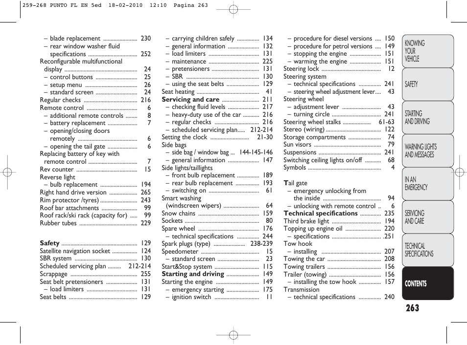FIAT Punto Evo User Manual | Page 264 / 270