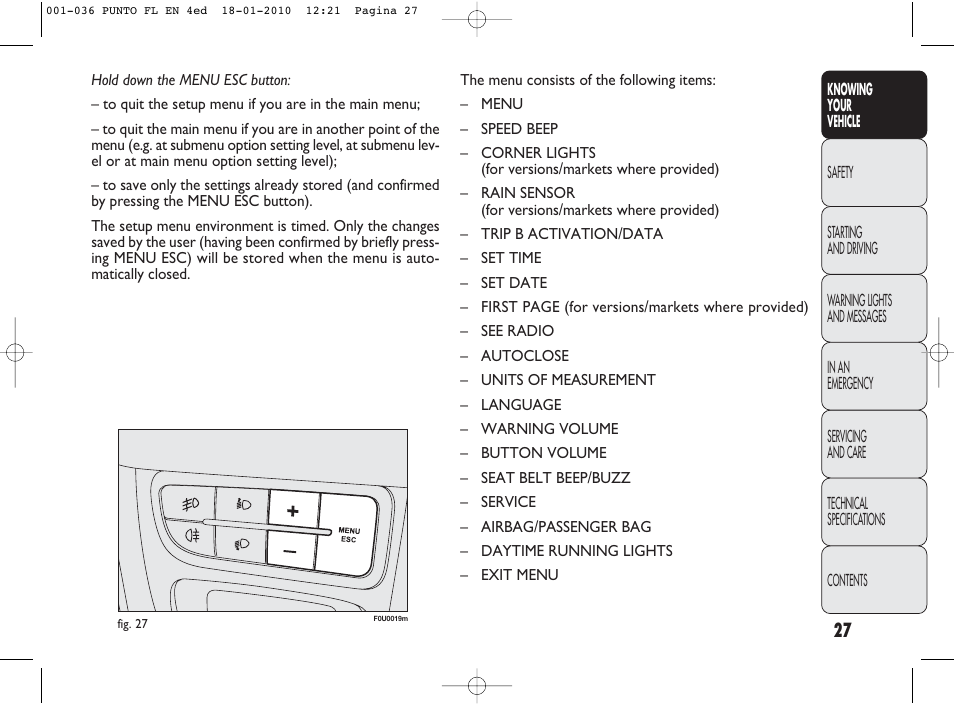 FIAT Punto Evo User Manual | Page 28 / 270