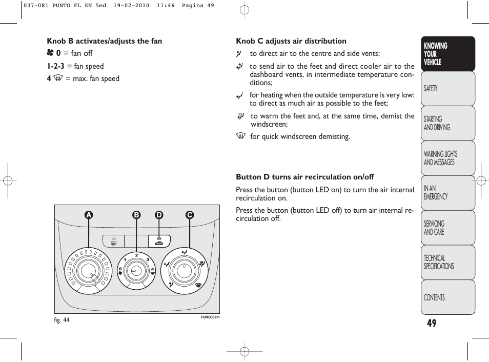 FIAT Punto Evo User Manual | Page 50 / 270
