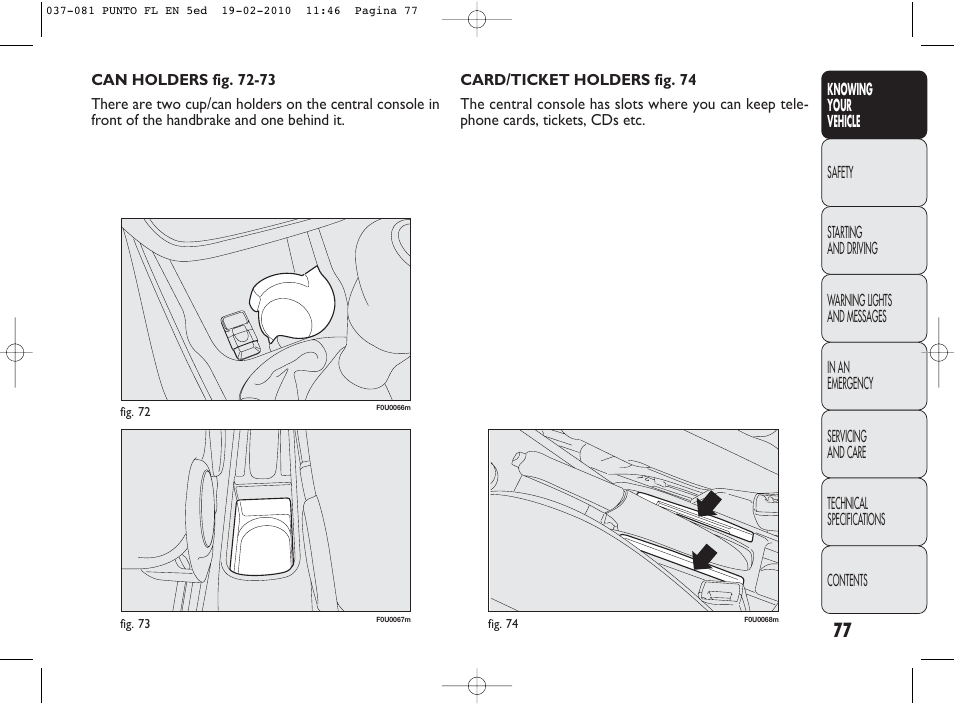 FIAT Punto Evo User Manual | Page 78 / 270