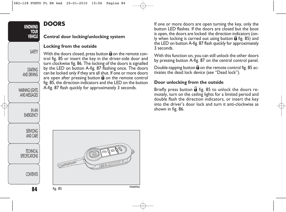 FIAT Punto Evo User Manual | Page 85 / 270