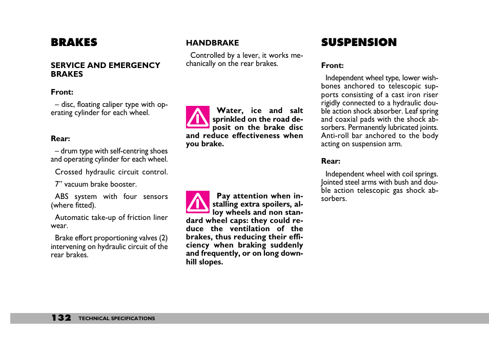 Brakes, Suspension | FIAT 600 User Manual | Page 133 / 154