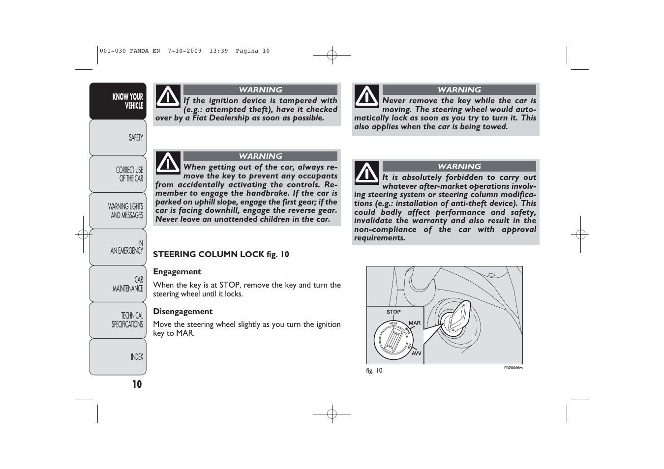 FIAT Panda Classic User Manual | Page 11 / 226