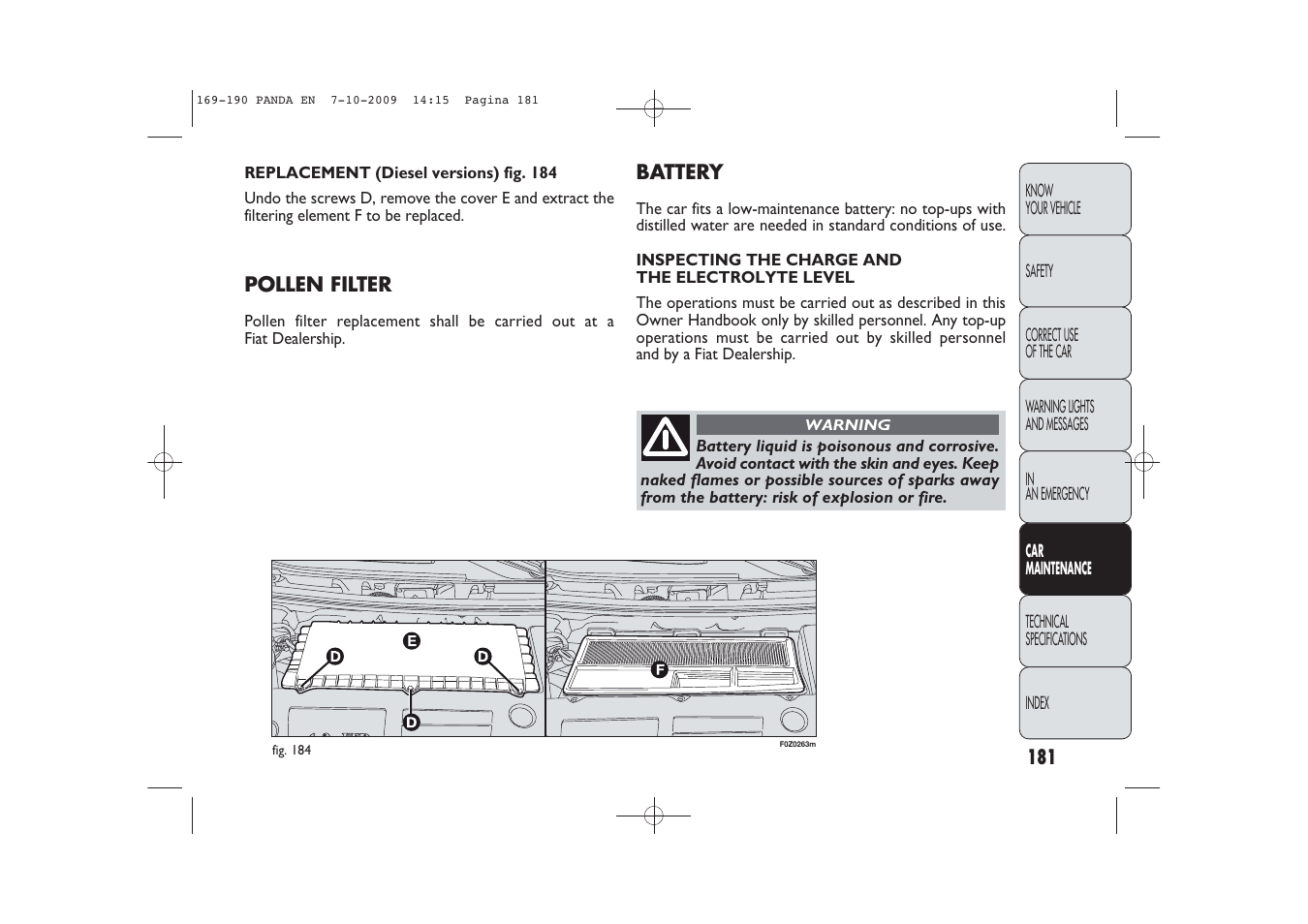 FIAT Panda Classic User Manual | Page 182 / 226