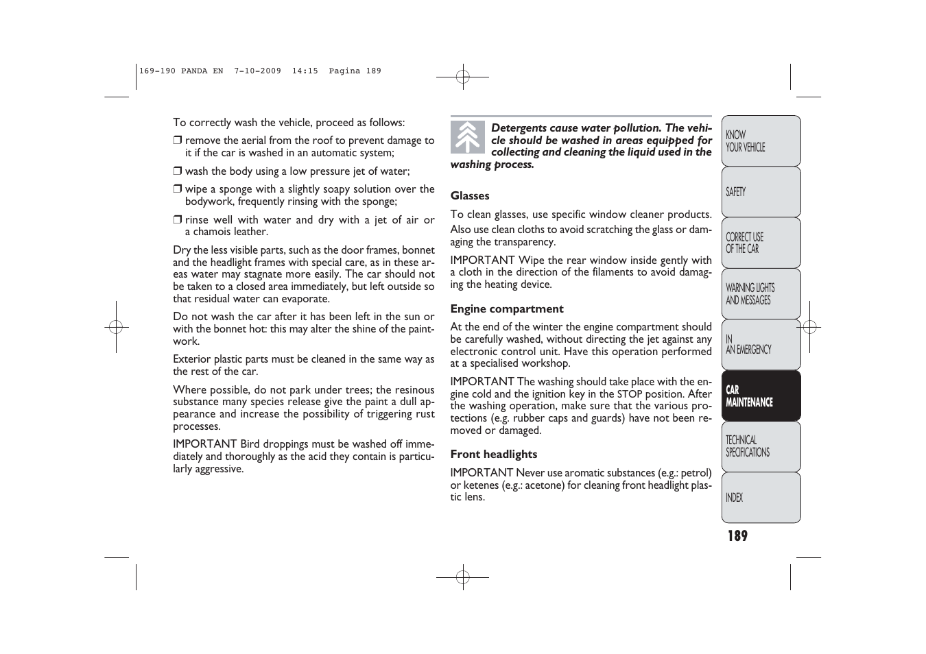 FIAT Panda Classic User Manual | Page 190 / 226