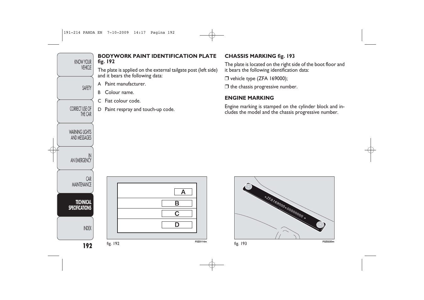 FIAT Panda Classic User Manual | Page 193 / 226