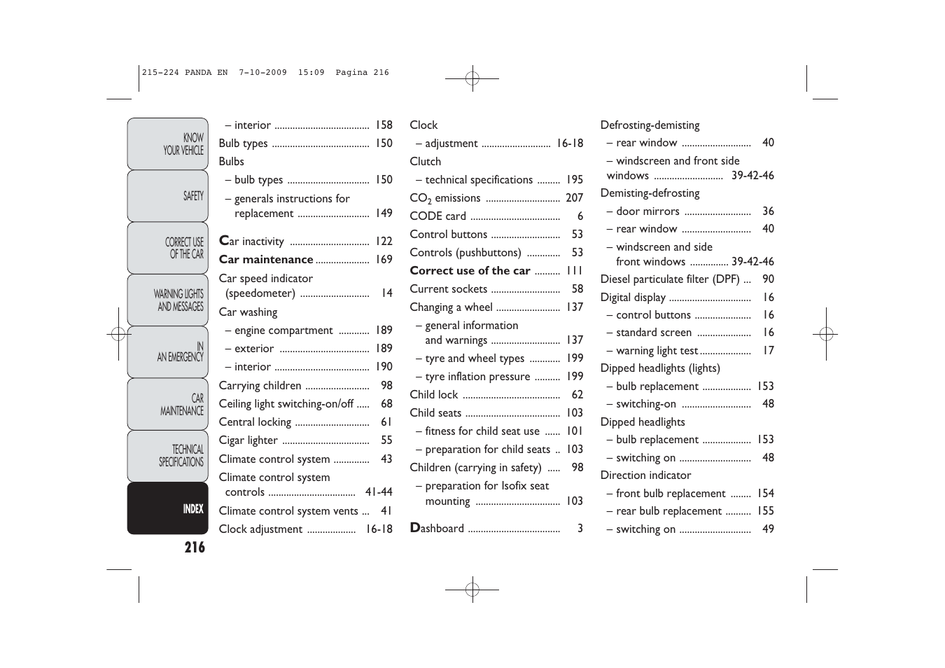 FIAT Panda Classic User Manual | Page 217 / 226