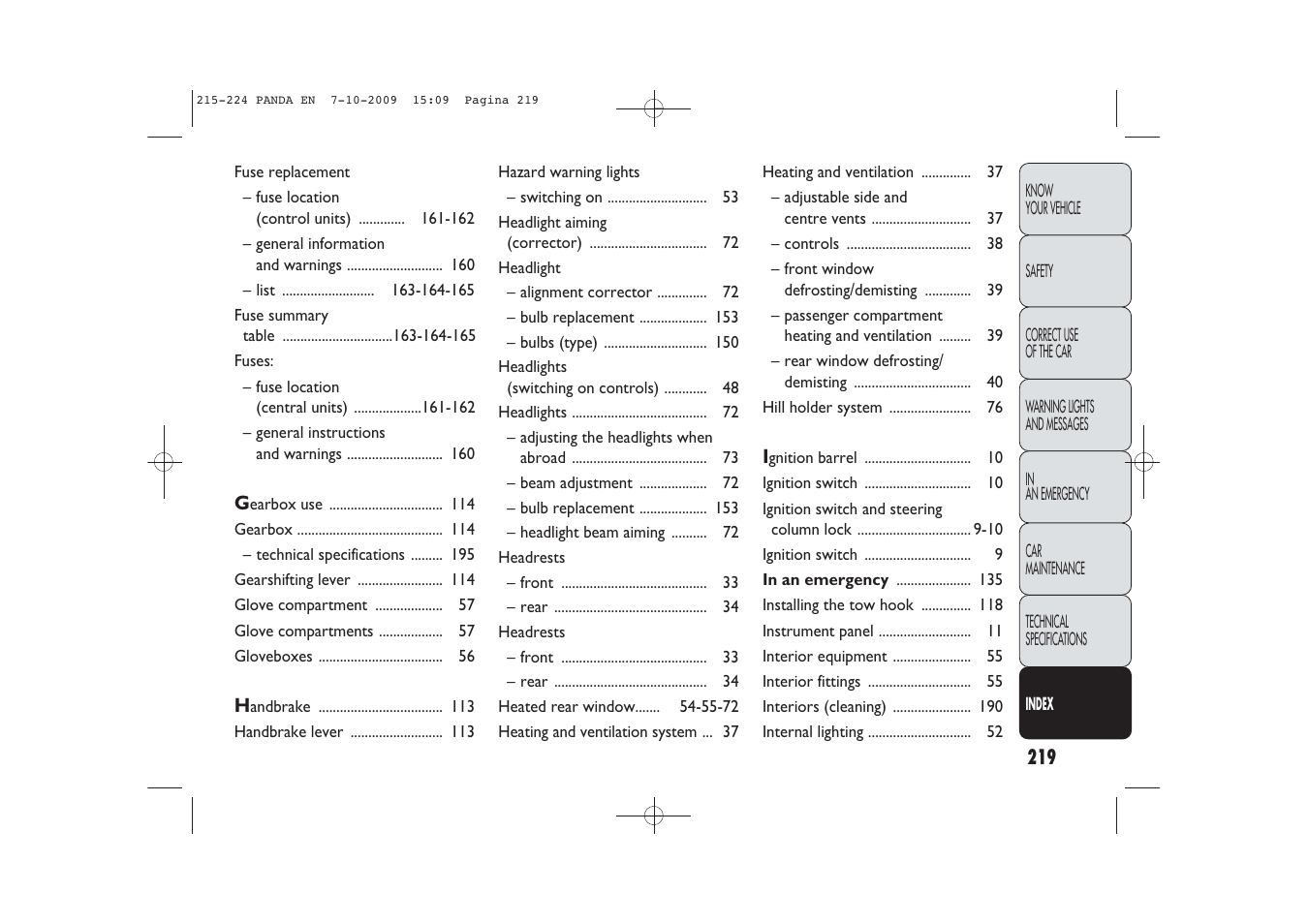 FIAT Panda Classic User Manual | Page 220 / 226