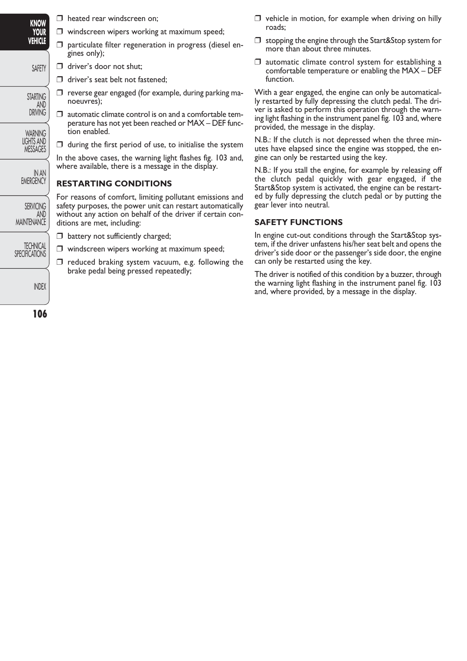 FIAT Nuovo Doblo' Panorama User Manual | Page 107 / 274