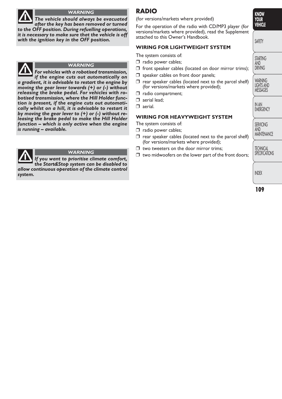 FIAT Nuovo Doblo' Panorama User Manual | Page 110 / 274