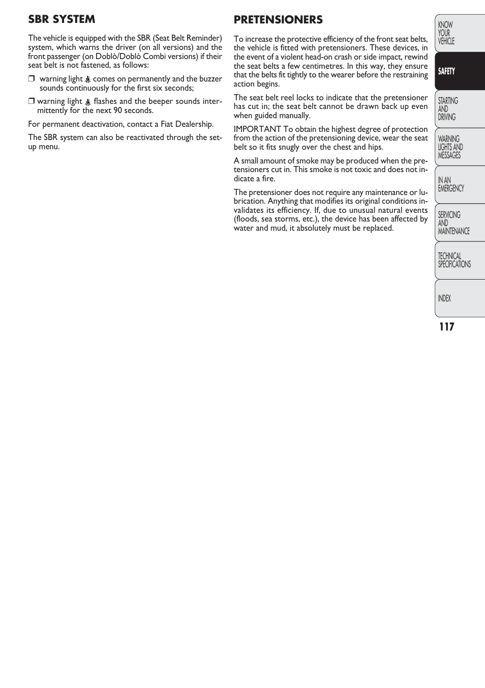 FIAT Nuovo Doblo' Panorama User Manual | Page 118 / 274