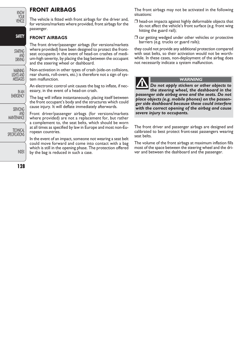 FIAT Nuovo Doblo' Panorama User Manual | Page 129 / 274