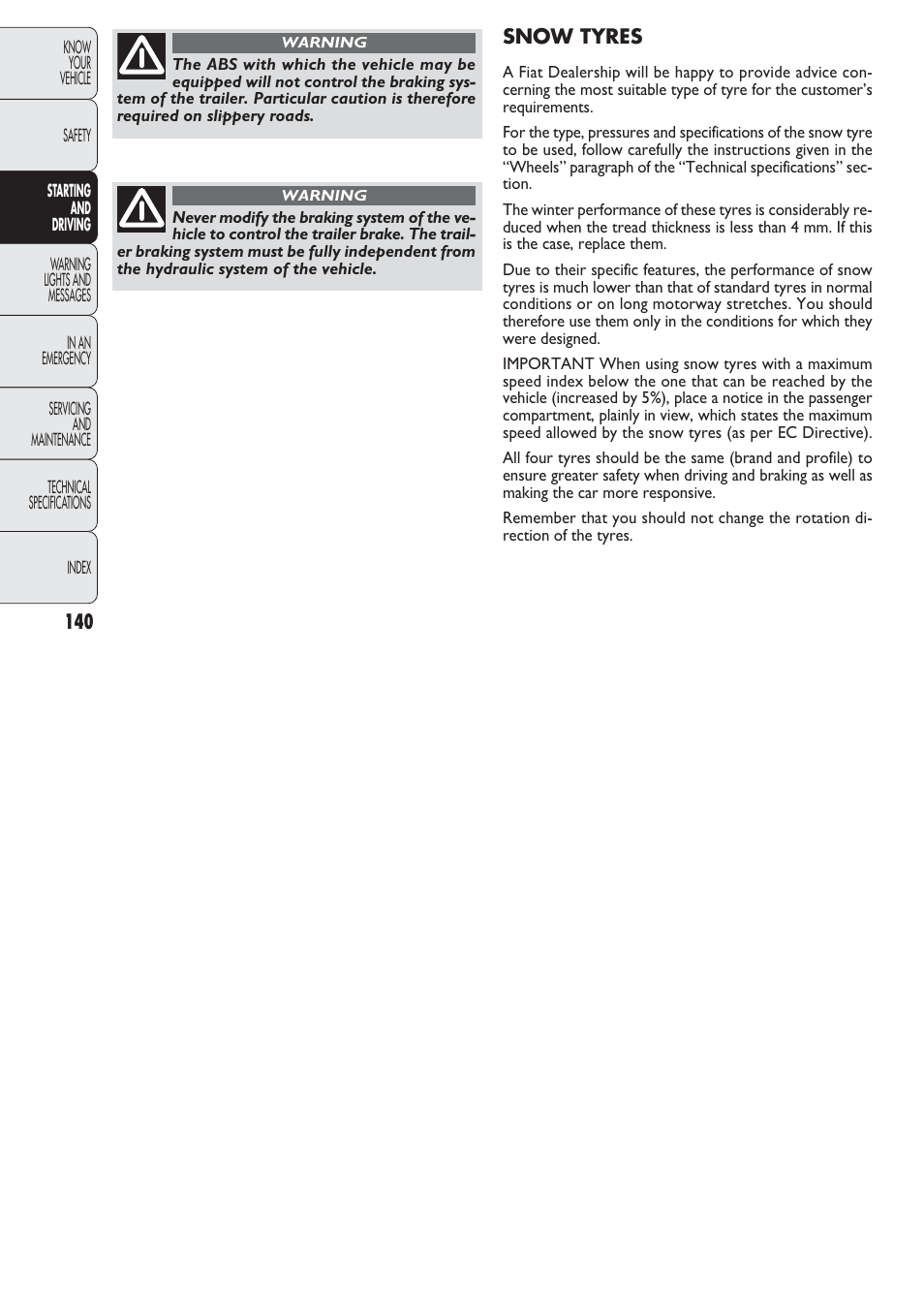 FIAT Nuovo Doblo' Panorama User Manual | Page 141 / 274