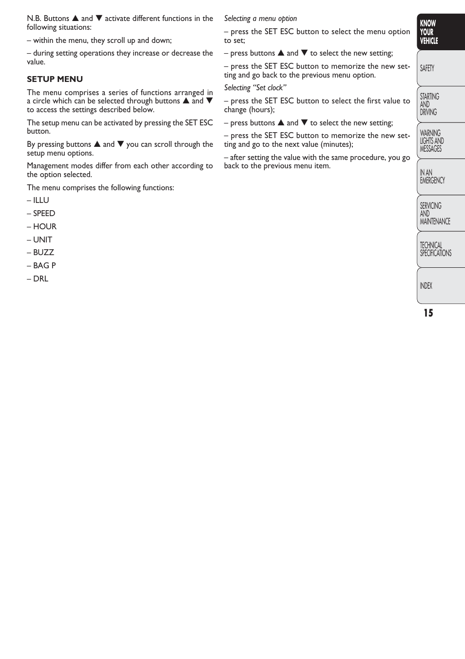 FIAT Nuovo Doblo' Panorama User Manual | Page 16 / 274