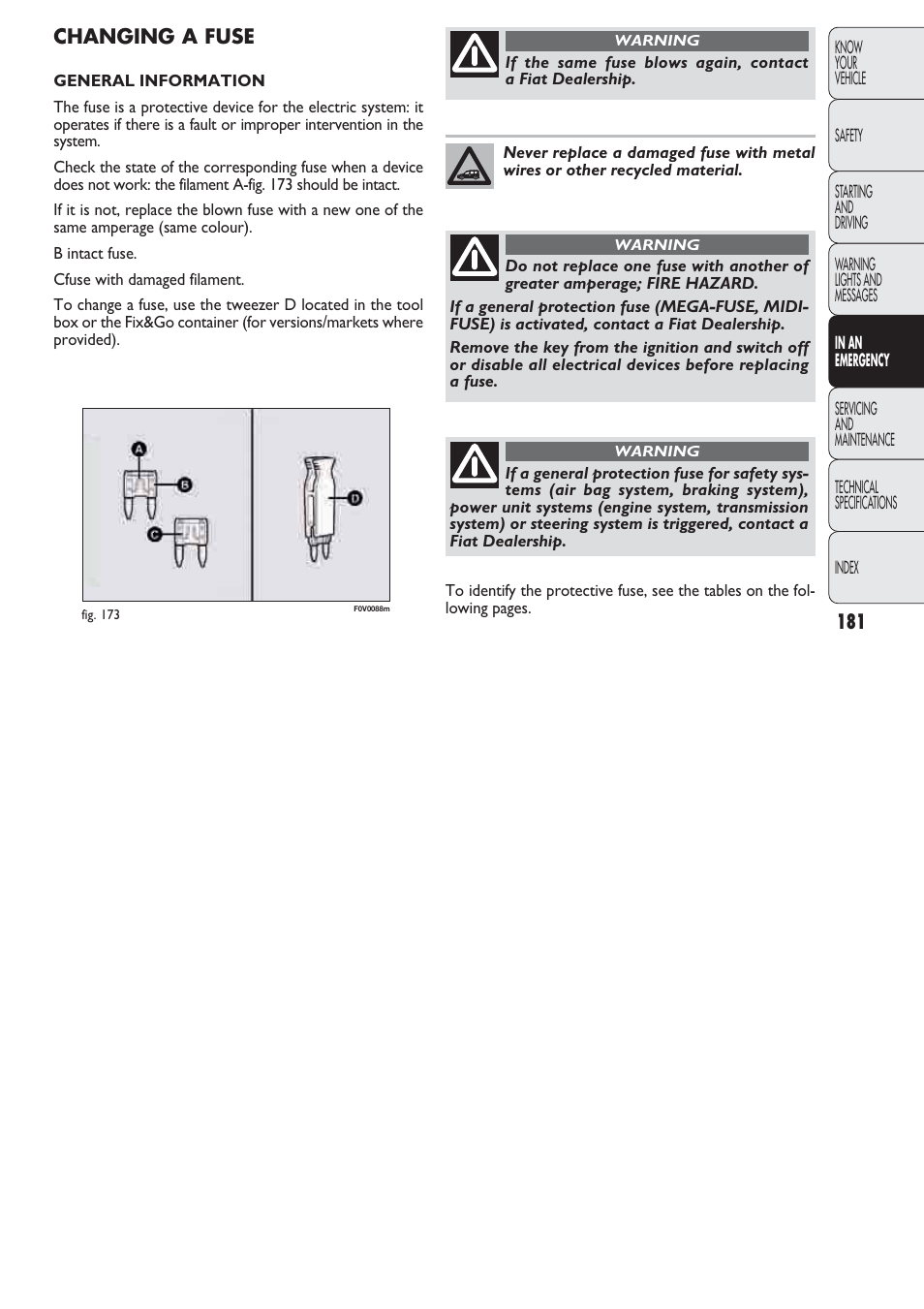 FIAT Nuovo Doblo' Panorama User Manual | Page 182 / 274
